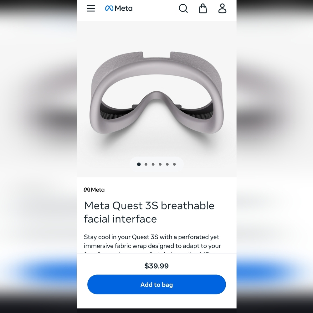 Meta Quest 3S Gray Breathable Facial Interface